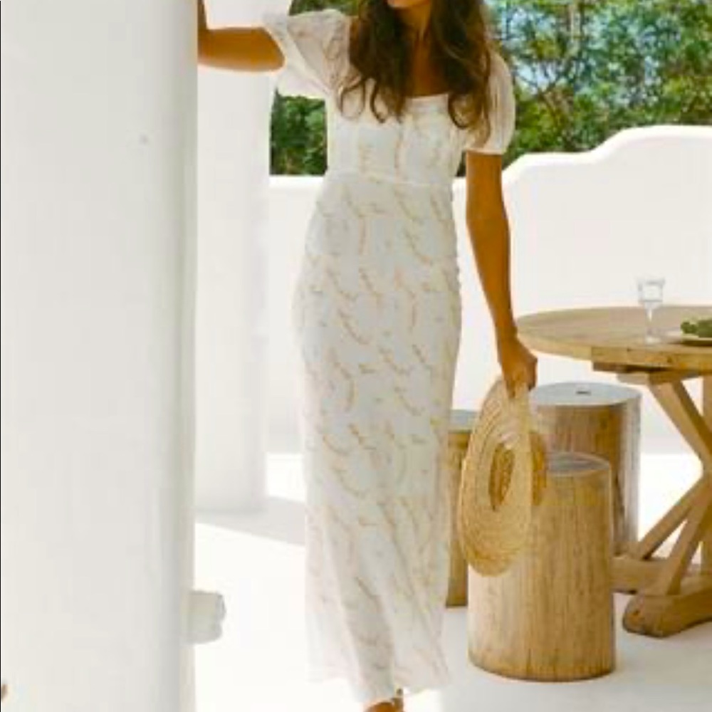Nwot Sabo Skirt Luxe Luca Maxi dress white floral bustier